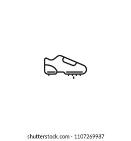Simple style of icon showing football boot in black color isolated on white background