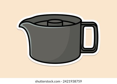 Simple Style Kettle sticker design vector illustration. Kitchen interior object icon concept. Kitchen Teapot with closed lid sticker  design with shadow. Restaurant kettle icon logo.