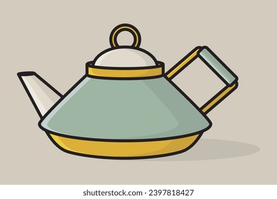 Ilustración vectorial de Style Kettle simple. Concepto de icono de objeto interior de cocina. Tetera de cocina con diseño vectorial de tapa cerrada con sombra. Logo del icono del hervidor de restaurante.