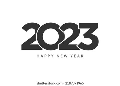 Simple style lines happy new year 2023 black white theme. Vector illustration.