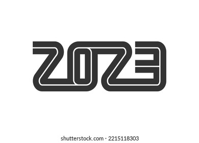 Simple style lines happy new year 2023 black white theme. Vector illustration.