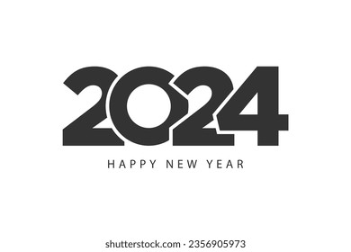 Simple style lines happy new year 2024 black white theme. Vector illustration.