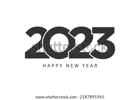 Simple style lines happy new year 2023 black white theme. Vector illustration.