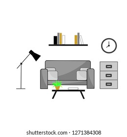 A simple style of living room interior vector design