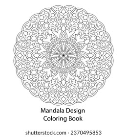 Simple Style mandala design coloring book page vector design