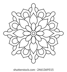 Einfache Stil Mandala Design für Malbuch, Yoga Logo Design, einfache Mandala Art für Henna Design
