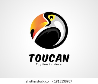 simple style toucan bird forming circle icon logo symbol design illustration inspiration