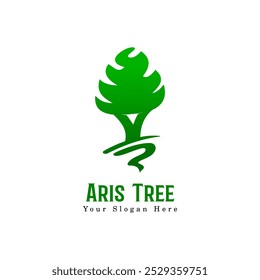 simple style tree logo vector. Tree vector silhouette.