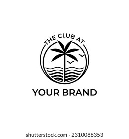 Simple style vector beach and palm badge logo. For t-shirt prints, posters and other uses.