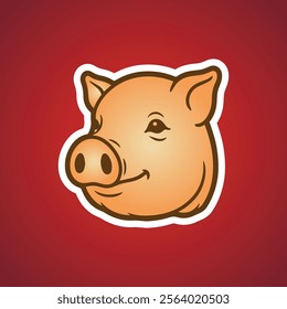 Simple style vector icon cute and flat pig head vector