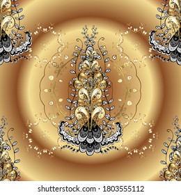 In simple style. Vector illustration. Abstract seamless pattern for wallpaper, clothes, boys, girls. Curls in beige and brown colors. Seamless pattern flowers and floral pattern illustration.