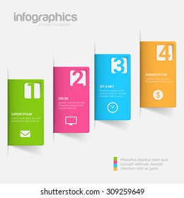 Simple stylish 4 step label multicolor infographics mockup template. Infographic background concepts collection.