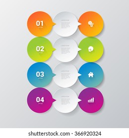 Simple stylish 4 step round process arrow icon label multicolor infographics mockup template. Infographic background concepts collection.