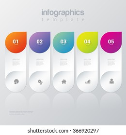 Simple stylish 5 vertical icon label multicolor infographics mockup template. Infographic background concepts collection.