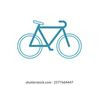 Simple, stylish bicycle icon in teal. Perfect for websites, apps, or presentations needing a clean, modern design.  Versatile illustration for travel, health, or transportation concepts.