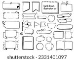 Simple and stylish black and white speech bubbles, lines and frames set
