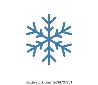 Icono de copo de nieve azul simple y elegante. Perfecto para temas de invierno, diseños de vacaciones, App de Clima o como elemento decorativo.