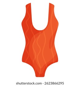 Simple and stylish cartoon-style one-piece swimsuit in bright orange, symbolizing summer, beach fashion, swimwear, and vacation vibes. Cartoon One-Piece Swimsuit in Bright Orange