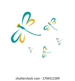 Simple Stylish Dragonfly Element Vector Illustration