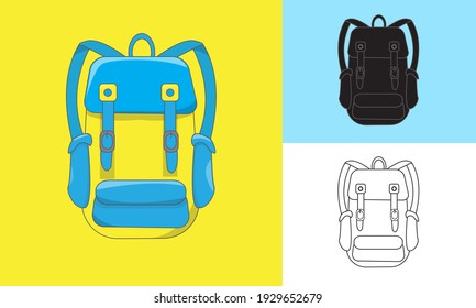 diseño sencillo y elegante de bolsos de duffel sobre fondo blanco aislado. diseño de mochila para el logotipo de diseño de su sitio web, aplicación, interfaz de usuario. Ilustración del vector, EPS10