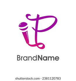 Diseño inicial de logotipo simple, elegante y de caché visual combinado con micrófono. El logotipo, bueno para la música y el logotipo relacionados con la empresa, puede funcionar también en pequeñas dimensiones.