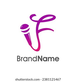 Simple, stylish and eye caching logo design initial F combine with microphone. The logo good for company related music and logo can work as well in small size.