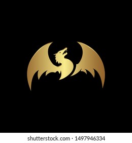 simple stylish flat dragon logo design vector symbol Illustration