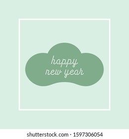 Simple stylish frame for Happy New Year card, pop, label, banner with Japanese lucky charm pine tree Matsu.