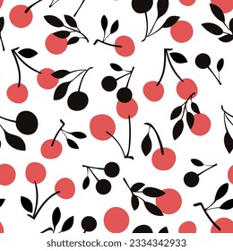 Einfaches und stilvolles Obstdesign für Stoff oder Tapete.
Vektorkirsche nahtlose Textur.