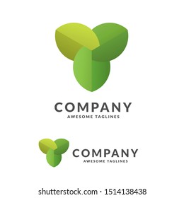simple stylish green leaf logo, Illustrations of stylized plants to design logos.