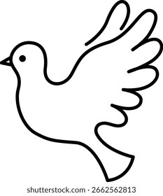 A simple and stylish icon of a flying dove