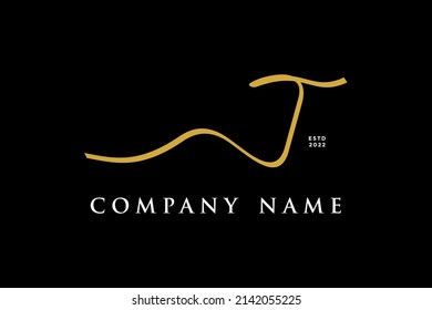 Einfaches und stilvolles Illustration-Logo-Design Initial T kombiniert mit Ribbon