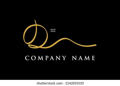 Simple and Stylish Illustration logo design Initial Q combine with Ribbon