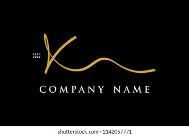 Simple and Stylish Illustration logo design Initial K combine with Ribbon