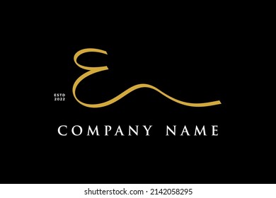 Simple and Stylish Illustration logo design Initial E combine with Ribbon