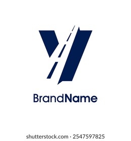 Einfache und stilvolle Illustration Logo Design Road Way Symbol kombinieren mit anfänglichen V in einer Farbe. Logo gut für unternehmensbezogene Transport, Lieferung und Fracht.