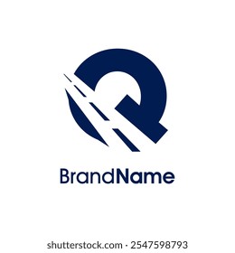 Simple and Stylish Illustration logo design Road Way icon combine with initial Q in single color. Logo good for company related transportation, delivery and Cargo.