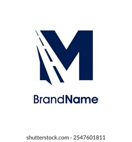 Simples e elegante ilustração logotipo design Road Way ícone combinar com inicial M em uma única cor. Logotipo válido para transporte, entrega e Carga relacionados à empresa.