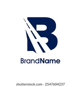 Diseño de logotipo de ilustración simple y elegante El icono de Road Way se combina con la B inicial en un solo color. Logotipo bueno para el transporte, la entrega y la carga relacionados con la empresa.