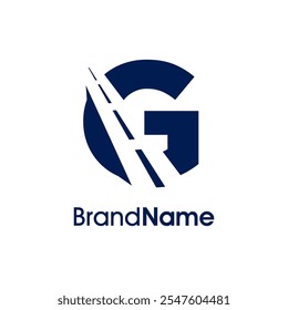 Simple and Stylish Illustration logo design Road Way icon combine with initial G in single color. Logo good for company related transportation, delivery and Cargo.