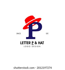 Simple and stylish initial logo letter P combining with red hat