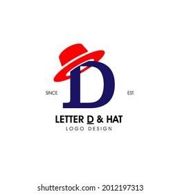 Simple and stylish initial logo letter D combining with red hat