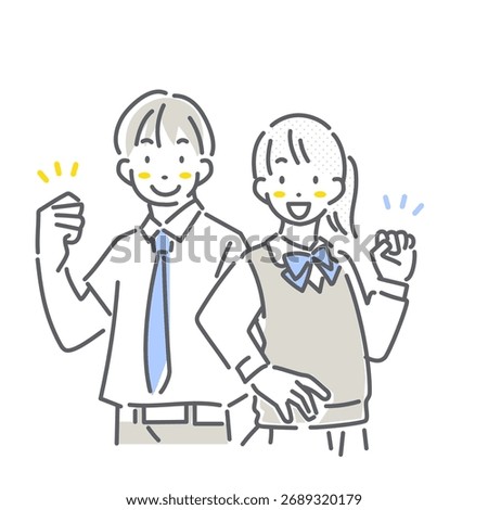 A simple and stylish line drawing of a confident high school student