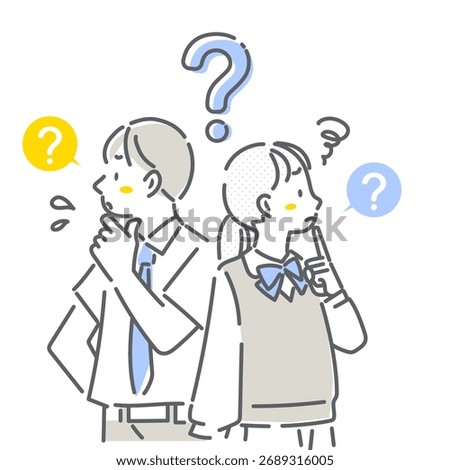 A simple and stylish line drawing of a high school student thinking and worrying