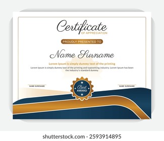 Simple, stylish, modern, elegant award certificate, Diploma of modern design or gift certificate. 
