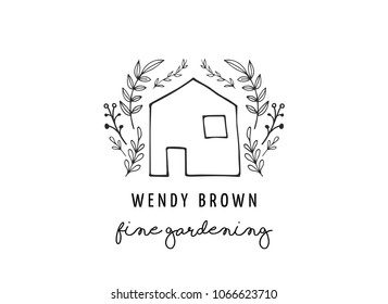 Simple And Stylish Modern Logo And Illustration, House Vector Hand Drawn Element, Doodle