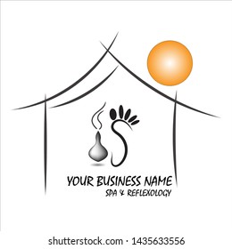 Simple and stylish modern logo and illustration, SPA house vector hand drawn element