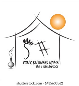 Simple and stylish modern logo and illustration, SPA house vector hand drawn element