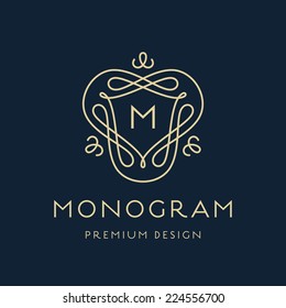 Simple and stylish monogram design template, Elegant lineart logo design, vector illustration