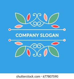 Simple and stylish monogram design template, Elegant  Flower line art frame Design for company logo. Element for your design - floral shops, cosmetics packaging, beauty and spa studios.